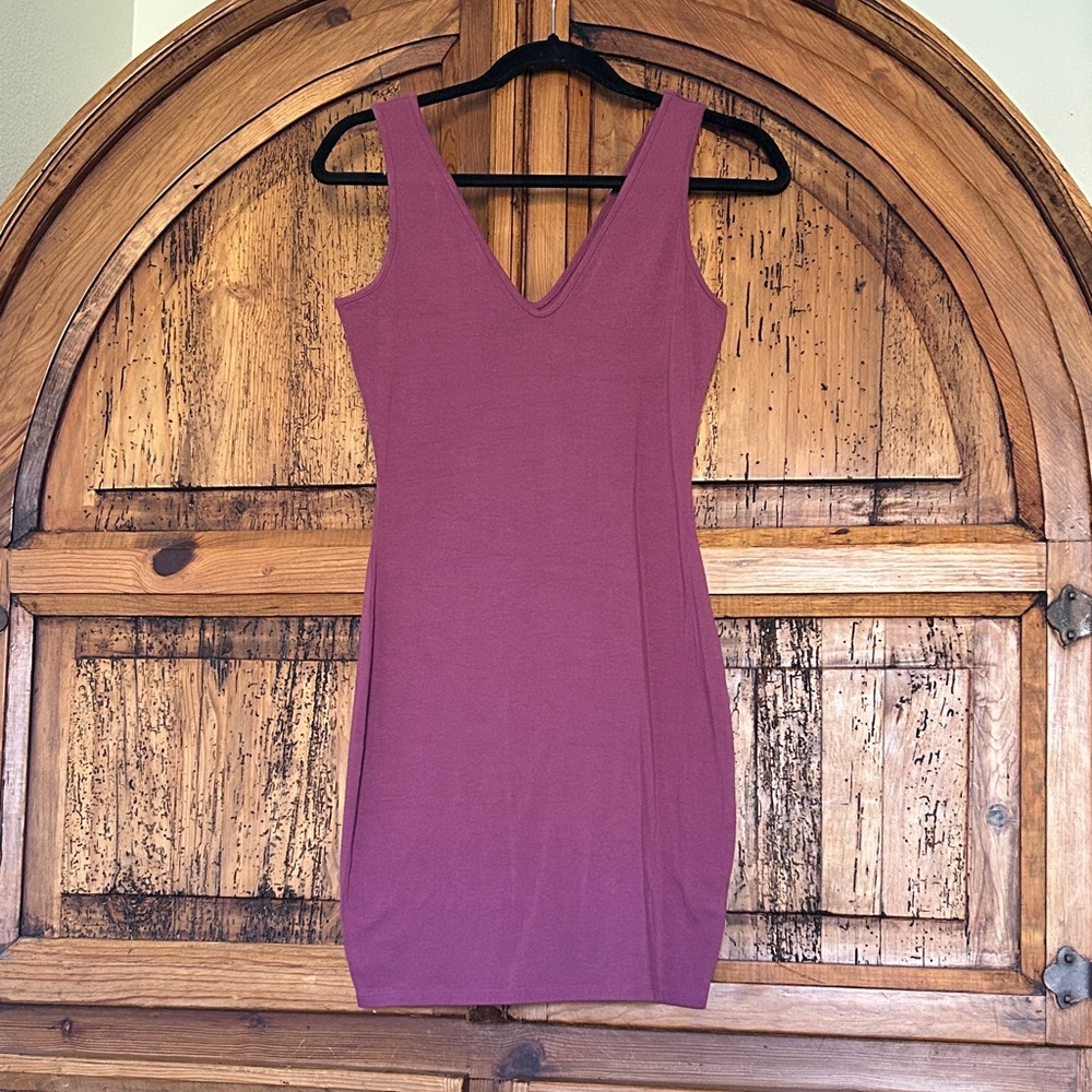 Wild Fable Bodycon deep V neck Maroon Purple Dress